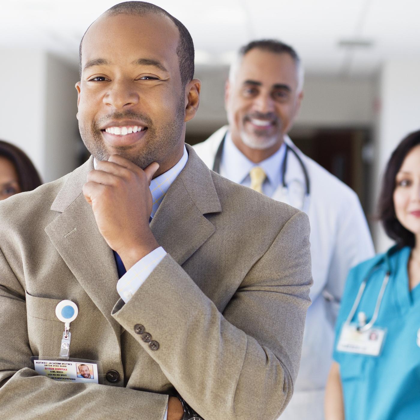 Healthcare employees posing for a photo